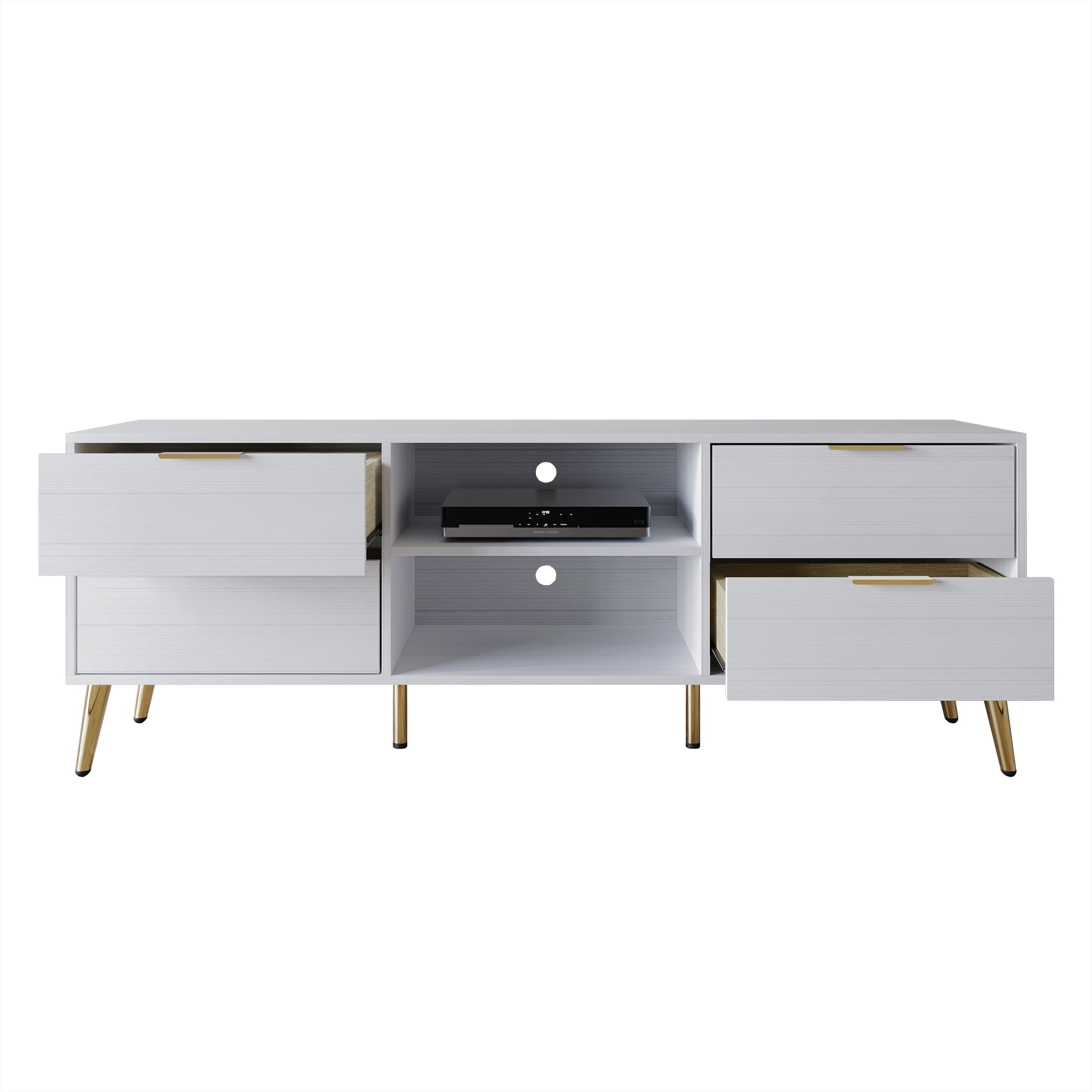 Castle Place Contemporary TV Stand Console for TVs up to 70" , White