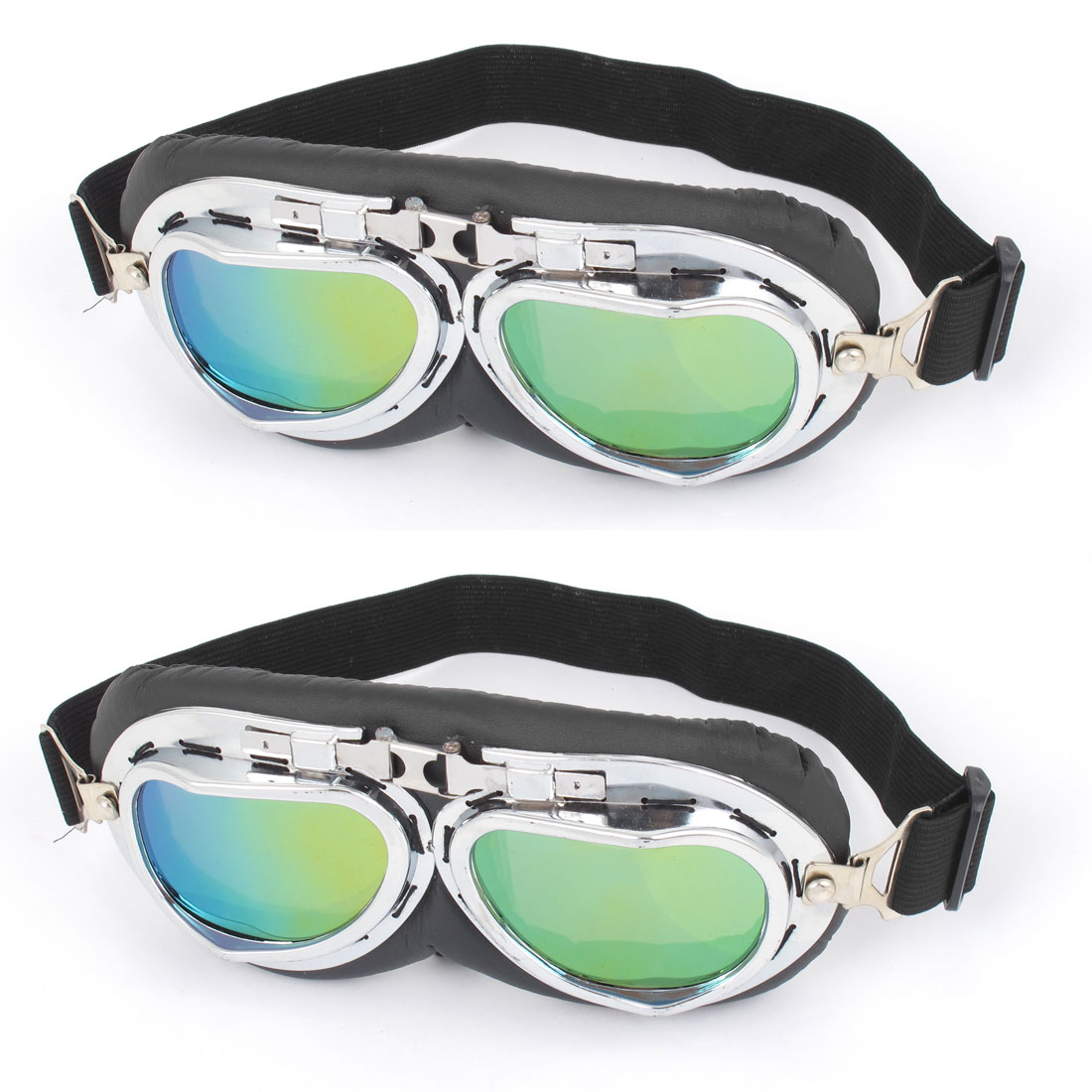 2 Pcs Adjustable Elastic Head Strap Motorcycle Tinted Glasses