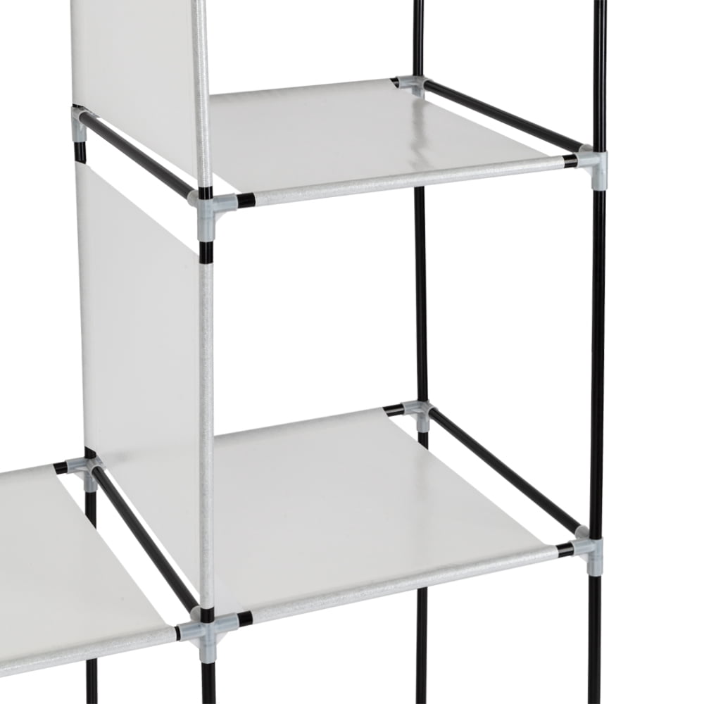 Ktaxon Portable Fabric Wardrobe with Adjustable Shelf Storage Closet with 4 Layers 8 Compartments 49*17*70 in, Gray