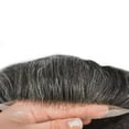 thumbnail image 5 of LYRICAL HAIR Toupee for Men French Lace Front Mens Toupee Human Hair Replacement System Lace with Thin Skin Poly Hairpiece for Man Bleached Knots Hair Wig Units #1B30 Off Black with 30% Gray, 5 of 6