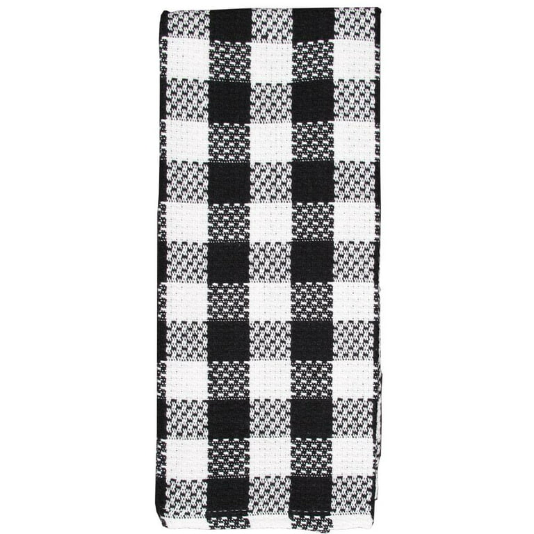 fillURbasket Buffalo Plaid Black Kitchen Towels and Dishcloths Set Check Dish Towels with Dishcloths for Washing Drying Dishes 100% Cotton 15”X 25”