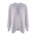thumbnail image 4 of Jxximdong Fashion Coat for Women, Chunky Knit Open Front Sweater Long Sleeve Button Loose Short Cardigan Outerwear Coats, Women's Coats White, 4 of 4