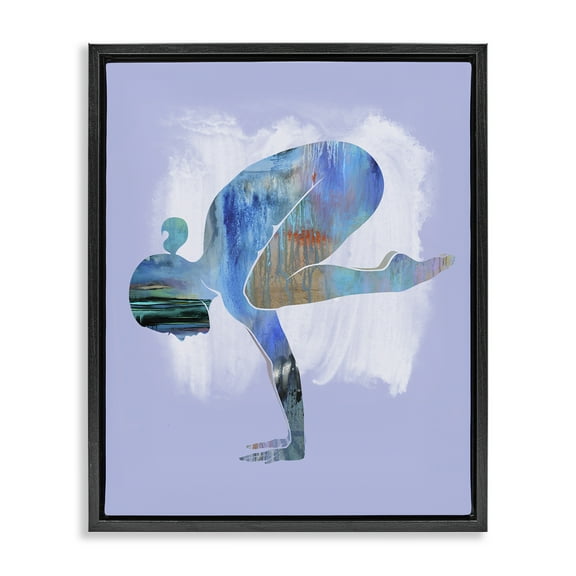 Stupell Industries Mindful Yoga Pose Sports Painting Black Floater Framed Canvas Art Print Wall Art, 17 x 21