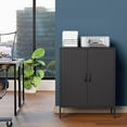 thumbnail image 5 of Elegant Metal Locker Cabinet with 2 Doors, Metal Accent Cabinets with 2 Adjustable Shelves, Sideboard for Kitchen Living Room Hallway Entryway,Black, 5 of 7