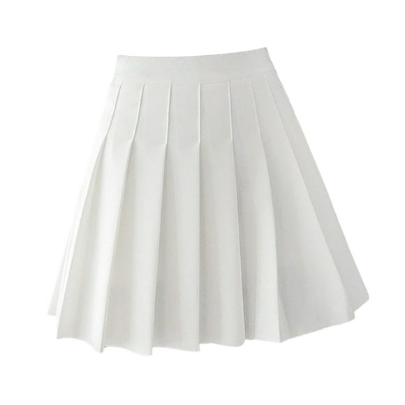 Girls Skater Tennis Pleated Skirt Cheerleader Mini Skirts Uniforms Cosplay Dance White L