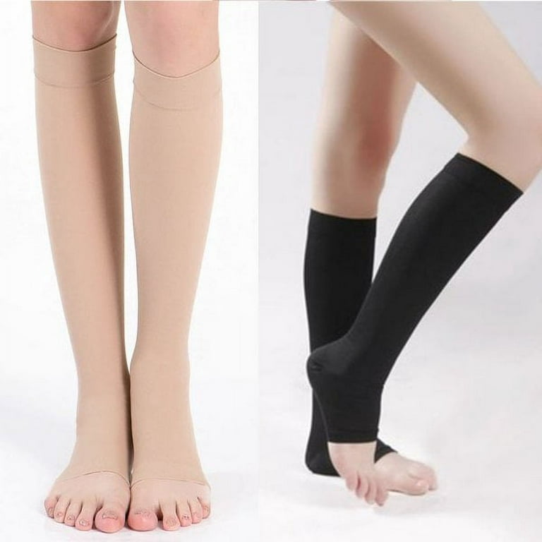 2 Pack Compression Socks, Open Toe, 18-21 mm Hg Graduated Compression  Stockings for Men Women, Knee High Compression Sleeves for DVT, Maternity