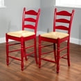 thumbnail image 2 of TMS 24" Indoor Ladder Back Counter Stool with Rush Seat, Set of 2, Red, 2 of 6