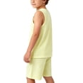 thumbnail image 6 of Cethrio Boys' Summer Short Sets, Cotton Sleeveless Casual 2 PC Kids Clothing Sets Yellow Size 3-4T, 6 of 7