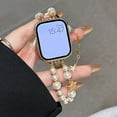 thumbnail image 3 of Pearl Beaded Bracelet Band Compatible for iWatch 49mm 46mm 45mm 44mm 42mm, Fashion Chic Star Bracelet Elegant Wristband Cute Watch Strap for iWatch Series 10 9 8 7 6 5 4 SE 3 2 1 Ultra, Gold, 3 of 7