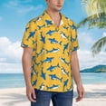 thumbnail image 6 of Uemuo Shark Print Printed Regular Fit Short Sleeve Casual Hawaiian Shirt for Men,Aloha shirt,Tropical shirt,Floral print shirt,Vacation Beach shirt-Small, 6 of 9