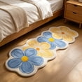 thumbnail image 5 of JWZZYD Scalloped Floral Plush Bathroom Runner Rug, 63"x19.68" Soft Absorbent Non Slip Floor Mat, Washable Flower Pattern Carpet for Bathroom, Bedroom, Entryway & Home Flooring Decor(Blue, 1 Pack), 5 of 7