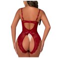 thumbnail image 4 of BONIXOOM Matching Pajamas For Couples Womens Pajamas Sleepwear None Sleeveless Solid Jumpsuit Wine S, 4 of 7