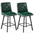 thumbnail image 3 of Firmoz Set of 2 Swivel Bar Stools, PU Leather 24.5" Counter Height Chairs with Back, Industrial Metal Footrest for Kitchen Island, Green, 3 of 11