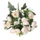 thumbnail image 2 of Ramo de rosas artificiales con detalles de tela satinada | Arreglo floral de seda realista para la decoración del hogar, 2 of 7