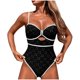 thumbnail image 1 of Trajes de Baño de Bikini de Mujer Sexy Sling de Color Sólido Cómodo, Nylon de Corte Alto para la Piscina de Playa Y las Vacaciones de Verano, 1 of 8
