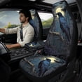 thumbnail image 3 of Xoenoiee Raven Crow Moon Forest Print 5 Pieces PU Leather Car Seat Covers Full Set with Seat Belt Pads & Center Console Cover, Universal Fit Auto Interior Accessories for Most SUV, Truck, Sedan, Van, 3 of 7