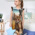 thumbnail image 4 of Fotbe Relaxing Cat With Orange Juice Vestido de Dormir para Niñas de 3 a 10 Años, Mangas Cortas, Estilo Princesa, Pijama Camisón con Mangas Voladas-Medium, 4 of 6