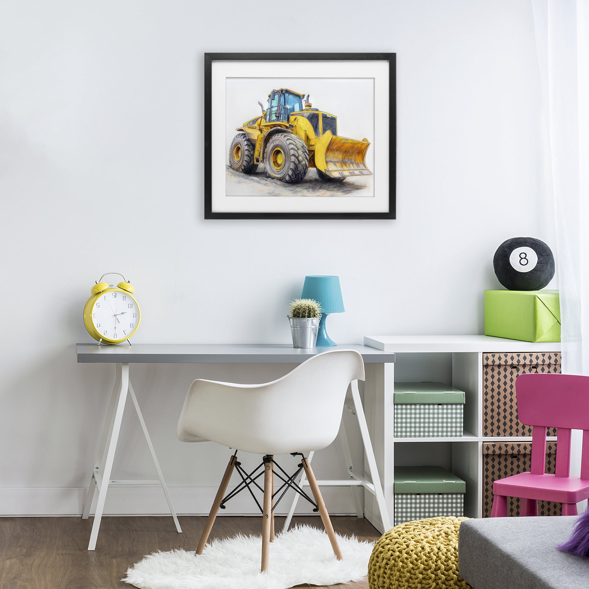 Stupell Industries Industrial Excavator Drawing Black Framed Print Under Glass, design by Steve Hunziker