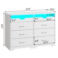 thumbnail image 6 of 6 Drawers Dresser with LED Lights&Pull-Out Tray for Bedroom,Modern Double Dresser Chest of Drawers Storage Organizer for Living Room, White, 6 of 7