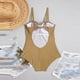 thumbnail image 5 of Traje de baño de una pieza para mujer, traje de baño de bikini de tirantes sin espalda de color liso para mujer, conjunto de bikini con bloques de color y hombros descubiertos, traje de baño de moda p, 5 of 7
