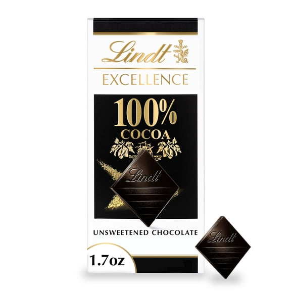 Lindt Excellence, Dark Chocolate, 100% Cocoa, Candy Bar, 1.7 oz, Bar