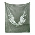 thumbnail image 1 of Grunge Soft Flannel Fleece Blanket, Old-Fashion Coat of Arms Wings in Front of Cracked Dirty Wall Royal Insignia Design, Cozy Plush for Indoor and Outdoor Use, 70" x 90", Grey White, by Ambesonne, 1 of 6