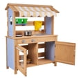 thumbnail image 1 of KFFKFF Mud Kitchen, Outdoor Mud Kitchen for Kids, Wood Outdoor Play Kitchens with Spoons, Sink, Tank, Sunshade Canopy, Shovels, Cookware Pots, 1 of 9