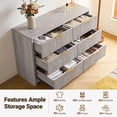 thumbnail image 3 of CHITOOMA Fluted Dresser for Bedroom, Modern Wooden 6 Drawer Dresser, Storage Cabine Chest of Drawers for Living Room Hallway, Gray, 3 of 8