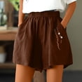 thumbnail image 4 of Edvintorg Korean Style Women's Shorts Casual Cotton and Linen Shorts for Women 2025 Summer High Waisted Embroidery Wide Leg Shorts with Pockets Brown XXXXL, 4 of 7