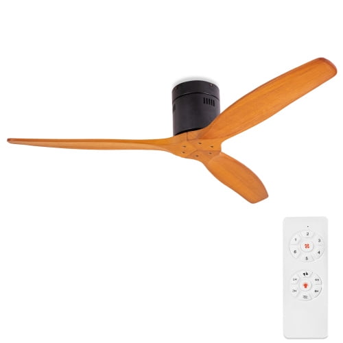 52 Noiseless Wood Ceiling Fan With Remote 6 Sds Low Profile Without Light Moisture Proof Flush Mount For Outdoor Farmhouse Bedroom Living Room Kitchen Com 52 Noiseless Wood Ceiling Fan With, Farmhouse Ceiling Fan No Light Flush Mount
