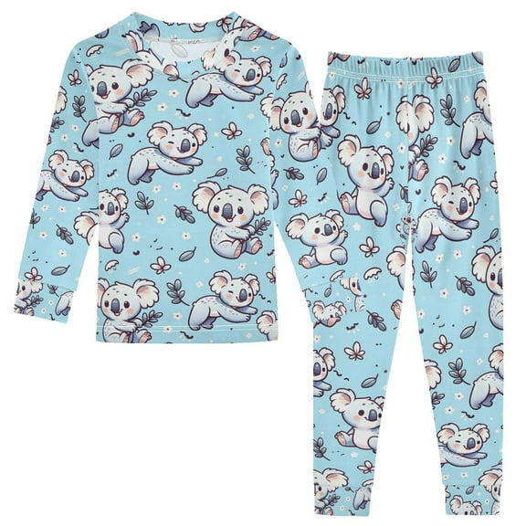 joogoo Cartoon Koala with Leaf 2 Piece Long Sleeve Tee and Pants Cotton Pajama Set 5Y