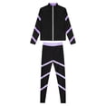 thumbnail image 3 of YONGHS Kids Girls Athletic Workout Tracksuit Long Sleeve Zipper Sweatshirt with Leggings Set Light Purple 6, 3 of 5