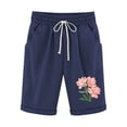 thumbnail image 2 of LEBONYARD High Waist Yoga Shorts for Women,Women's Shorts in Trendy Colors,Women's Elastic Waist Printing Drawstring Shorts Navy M, 2 of 3