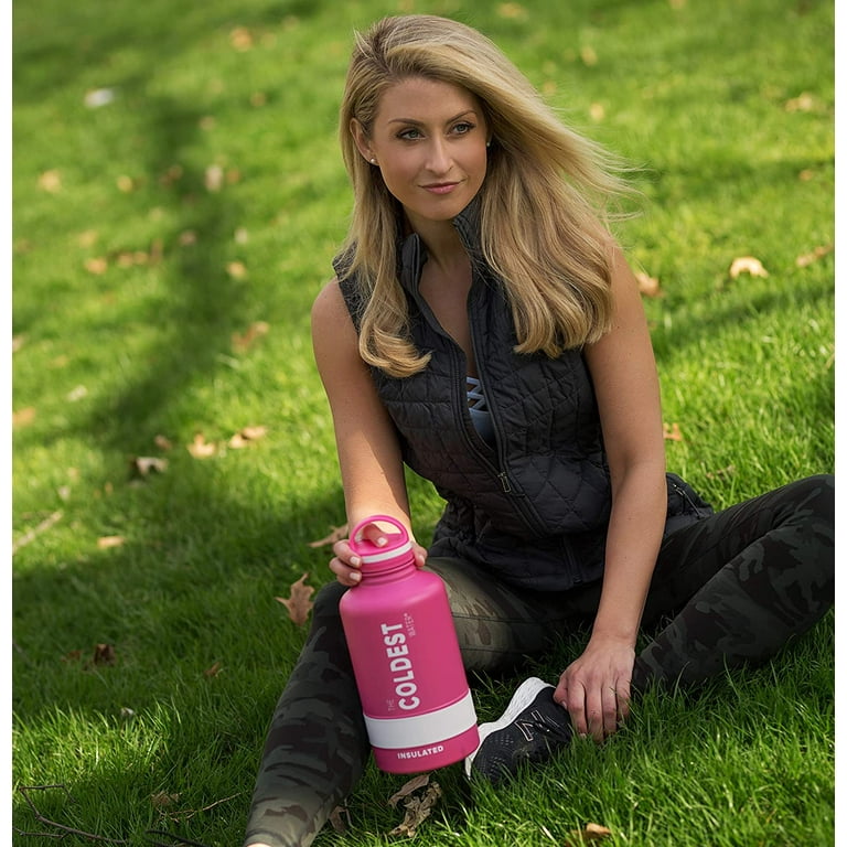 Coldest Sports Water Bottle - Leak Proof, Double Walled Stainless Steel  Thermos, Cold & Hot Bottle ( Flamingo Pink, 64 Oz)