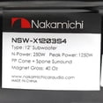 thumbnail image 3 of 12" Shallow Subwoofer 1250 Watts Max Super Slim Nakamichi NM-NSWX1203S4 Single, 3 of 3