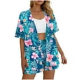 thumbnail image 5 of Stamozd Vacation Outfits for Women Hawaiian Short Sleeve Cardigans and Shorts Set Summer Beach 2 Piece Sets for Women Green XXL, 5 of 7