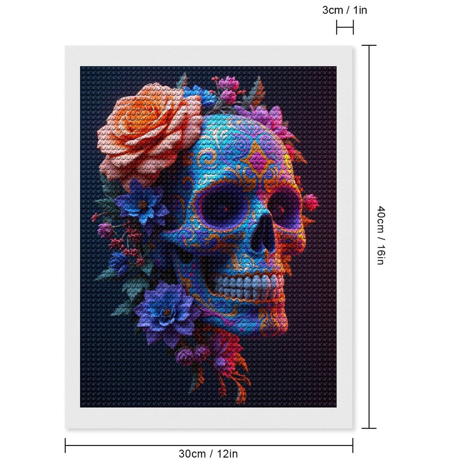 Diamond Art Kits for Adults, Colorful Floral Ornate Skull Art 5D Diamond Painting Kits for Adults Beginners, DIY Full Drill Diamond Painting, Gem Art and Crafts 12x16