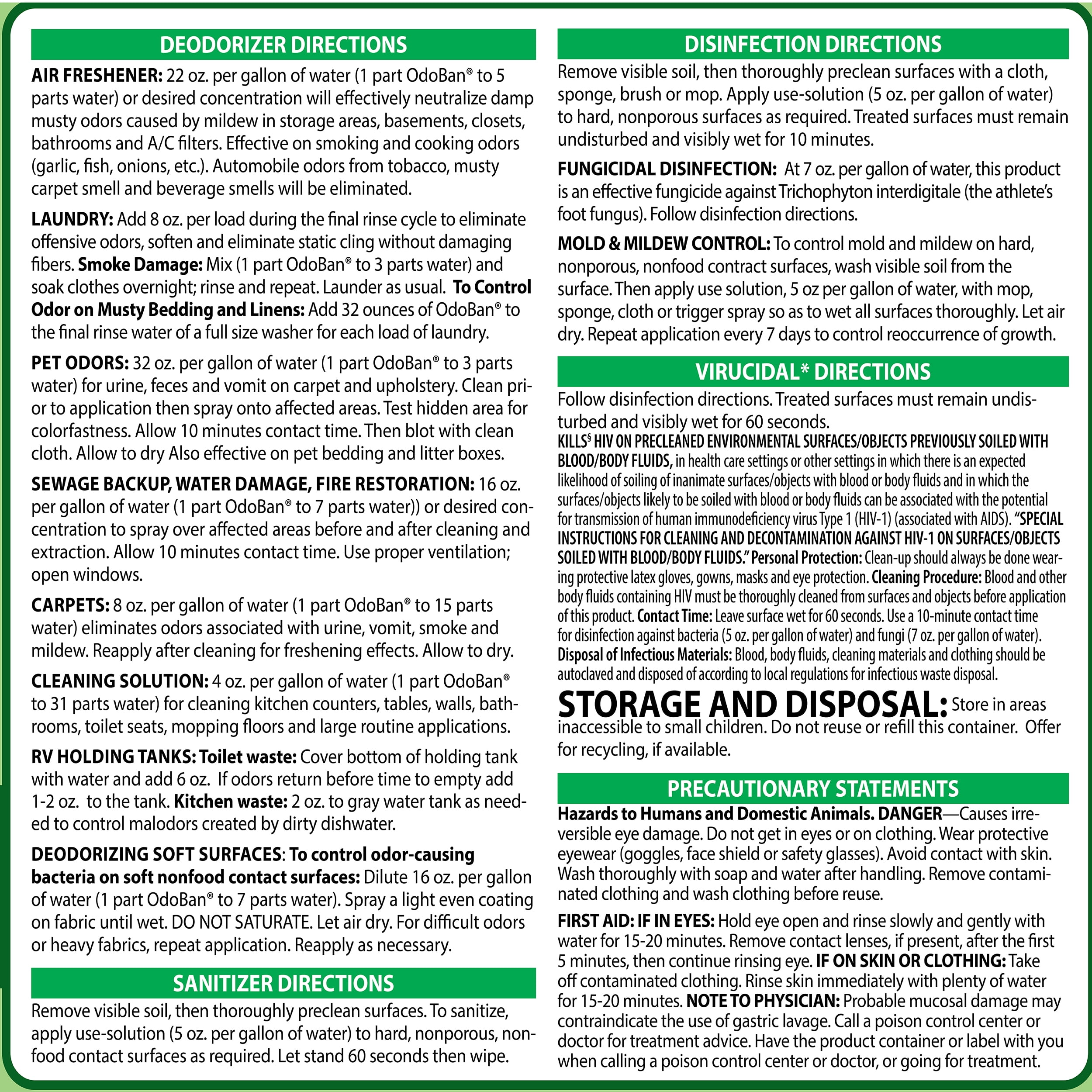 OdoBan Disinfectant Cleaner and Odor Eliminator Concentrate, Original Eucalyptus Scent, 1 gal