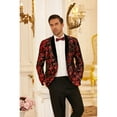 thumbnail image 3 of COOFANDY Men's Red Suits Jacket Velvet Blazer Red Christmas Wedding Smoking Jacket, 3 of 9