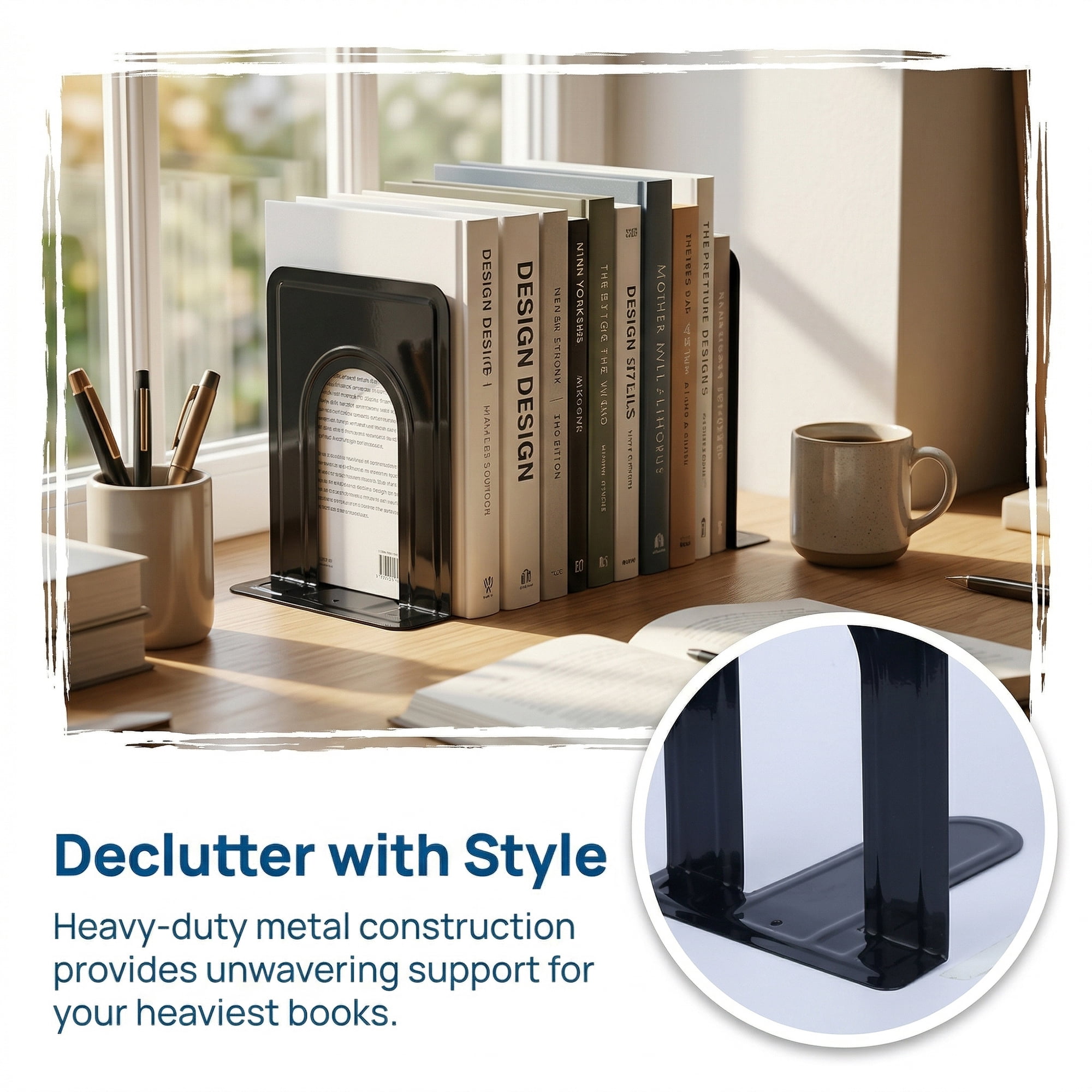 Unique Bargains Expandable Iron Bookends with Compartments Black 5"L x 5.8"W x 6.7"H