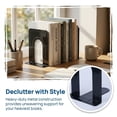 thumbnail image 3 of REGALWOVEN Metal Bookends, Book Ends for Shelves, Reinforced Iron Book Stopper for Heavy Books & Office, 2Pcs Bright Black 5"L x 5.8"W x 6.7"H, 3 of 5