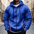 thumbnail image 2 of Mens Full Zip Hoodie Fleece Sweatshirt Contrast Zipper Pockets Casual Hooded Jacket, 2 of 7