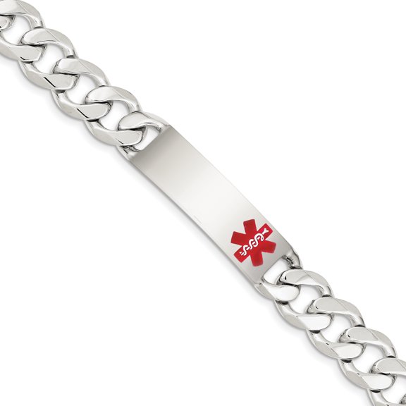 Sterling Silver Polished Medical Curb Link ID Bracelet
