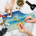 thumbnail image 3 of Ocean Cutting Board, Beach View from Caribbean Sea in a Sunny Day Exotic Summer Season Print, Tempered Glass Cutting and Serving Board, Wine Bottle Shape, Cream Turquoise White, by Ambesonne, 3 of 3