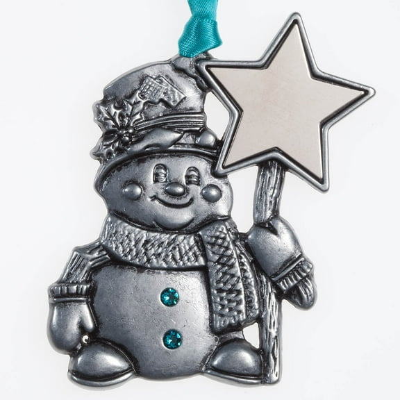 Pewter Birthstone Snowman Ornament, December
