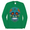 thumbnail image 2 of Wild Bobby Day Of The Dead Sugar Skull Pop Culture Men Long Sleeve Shirt, Kelly, Small, 2 of 5