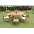thumbnail image 4 of Teak Dining Set: 6 Seater 7 Pc: 60" Round Dining Table And 6 Arbor Stacking Armless Chairs Outdoor Patio Grade-A Teak Wood WholesaleTeak #WMDSAB56, 4 of 5