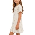 thumbnail image 5 of Cethrio Girls Cotton Nightgowns, Short Sleeve Summer Casual Breathable Girls Sleep Dresses Beige Size 2-3T, 5 of 6