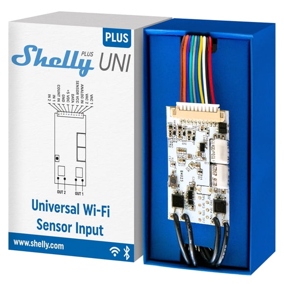 Módulo inteligente Shelly Plus Uni Wi‑Fi Bluetooth con contactos secos