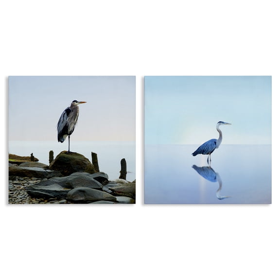 Stupell Industries Coastal Beach Heron Ocean Animal Photographs 2pc Canvas Art Set, 17 x 17 each, by James McLoughlin